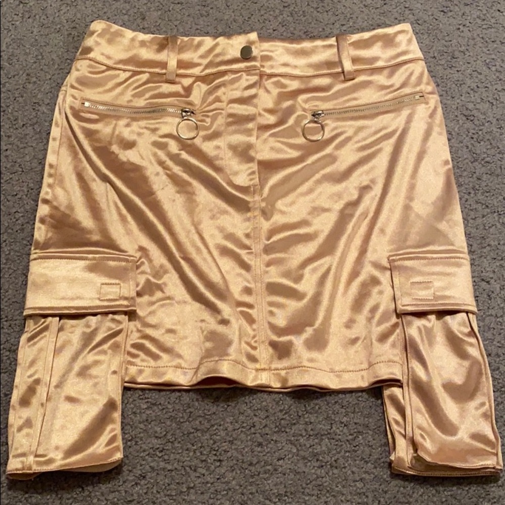 Forever 21 Gold Cargo Mini Skirt